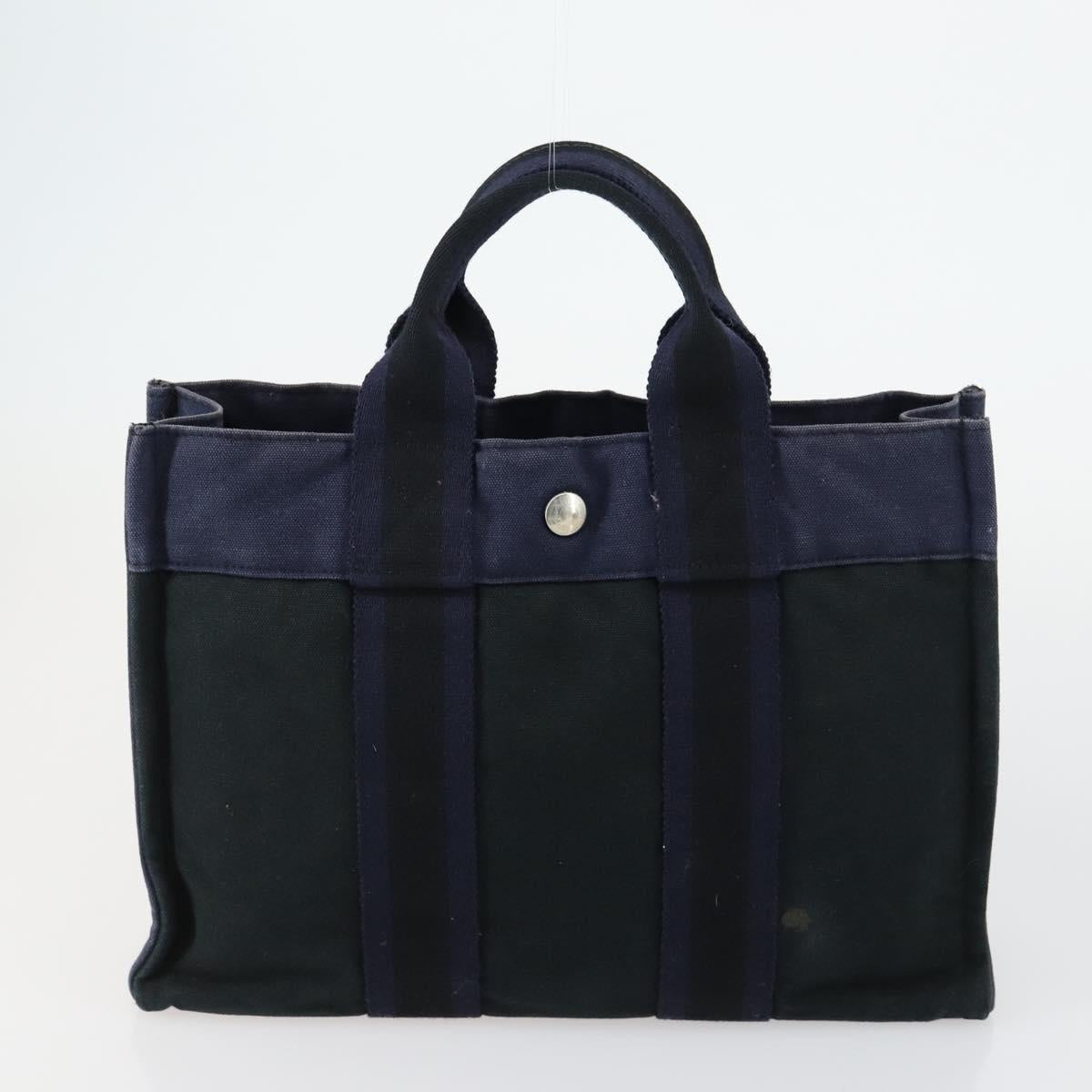 HERMES Fourre Tout Hand Bag Canvas 6 Set Gray Black Green Auth ki6229