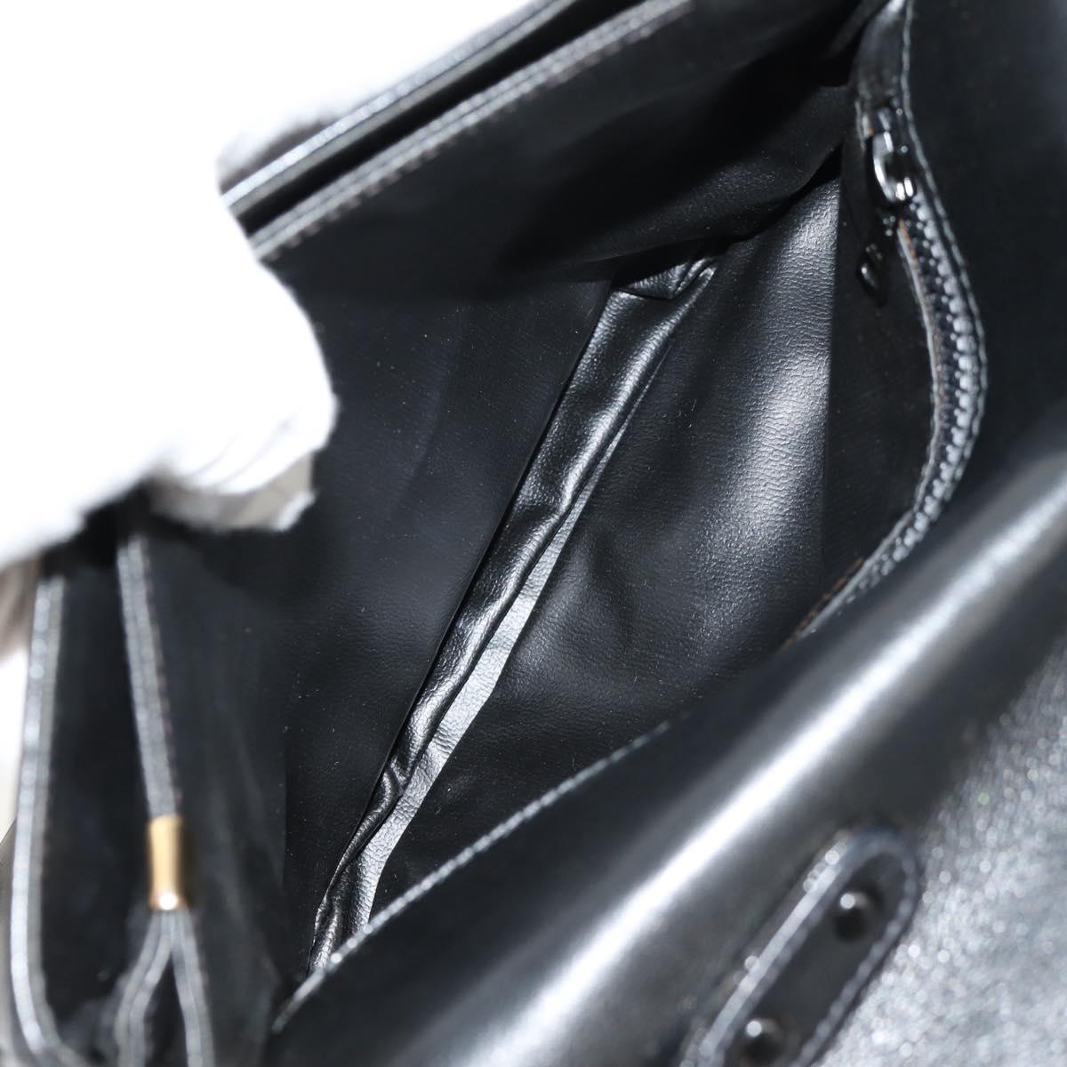 CELINE Chain Shoulder Bag Leather Black Gold Auth ki6240V