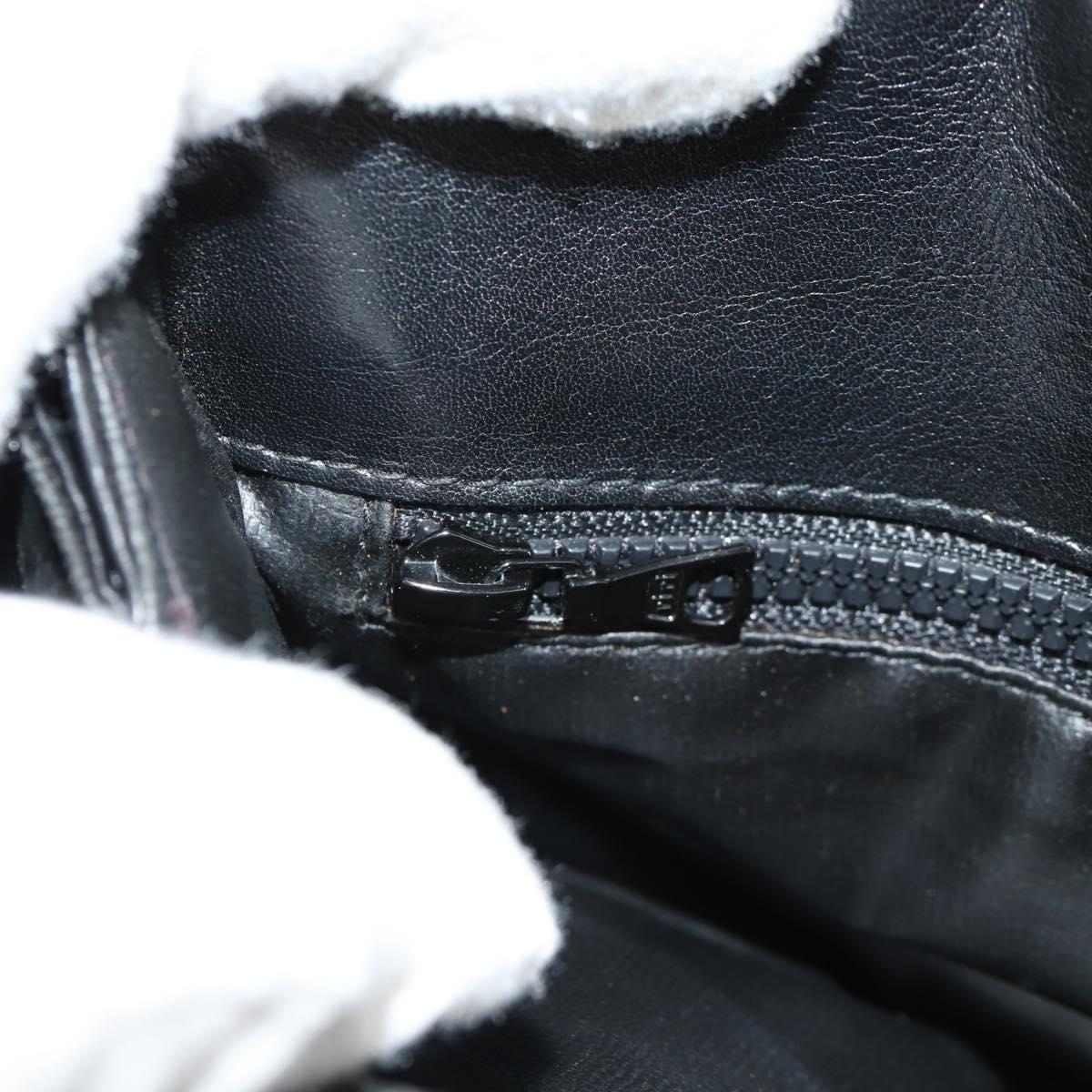 CELINE Chain Shoulder Bag Leather Black Gold Auth ki6240V