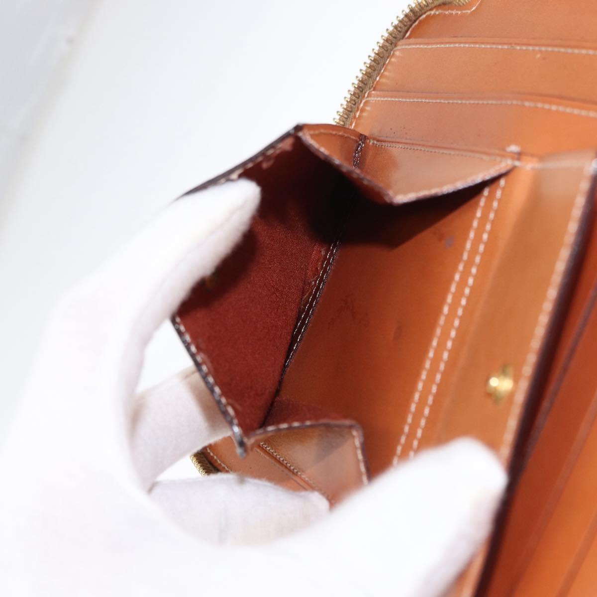 CELINE Macadam Canvas Travel Case PVC Leather Brown Gold Auth ki6242