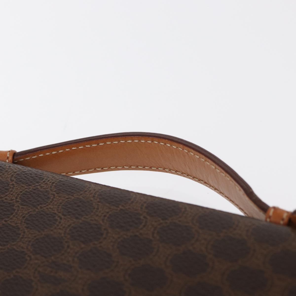 CELINE Macadam Canvas Travel Case PVC Leather Brown Gold Auth ki6242