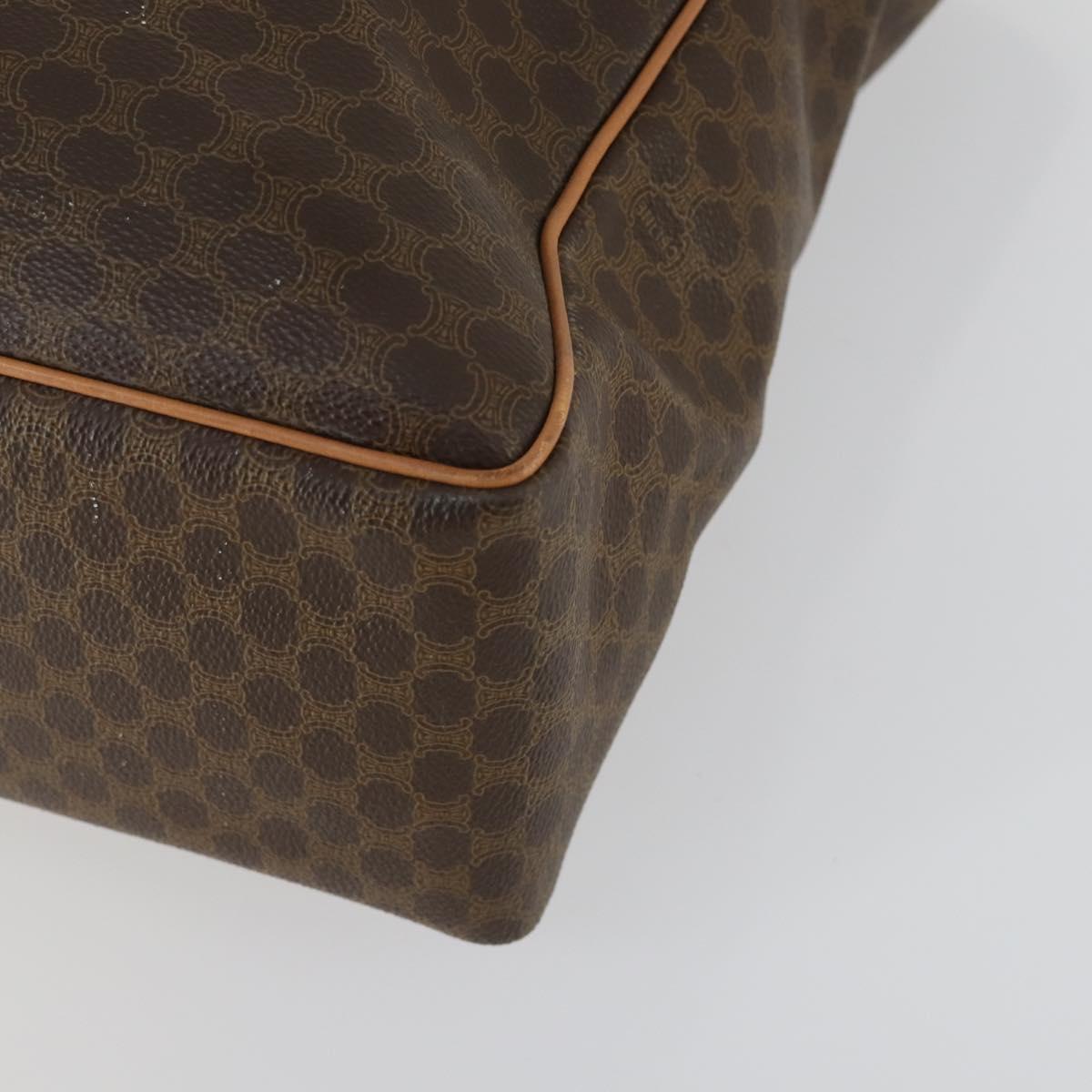 CELINE Macadam Canvas Tote Bag PVC Leather Brown Gold Auth ki6248