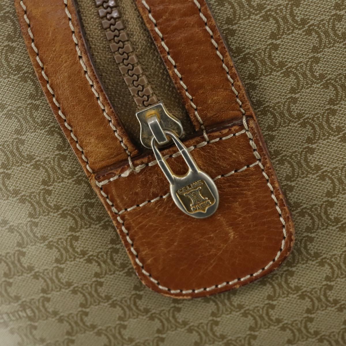 CELINE Macadam Canvas Boston Bag PVC Beige Gold Auth ki6249