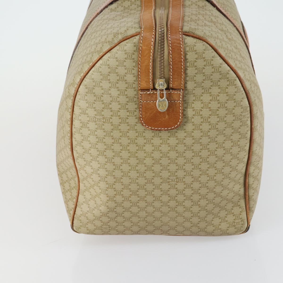 CELINE Macadam Canvas Boston Bag PVC Beige Gold Auth ki6249