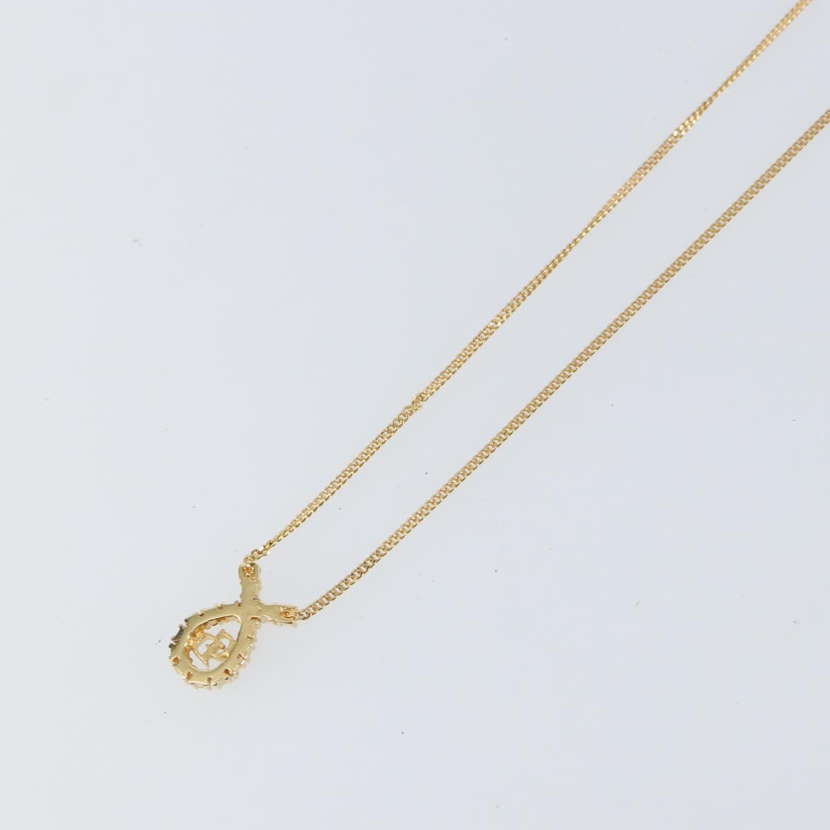 Christian Dior Stone Necklace metal Gold Auth ki6254