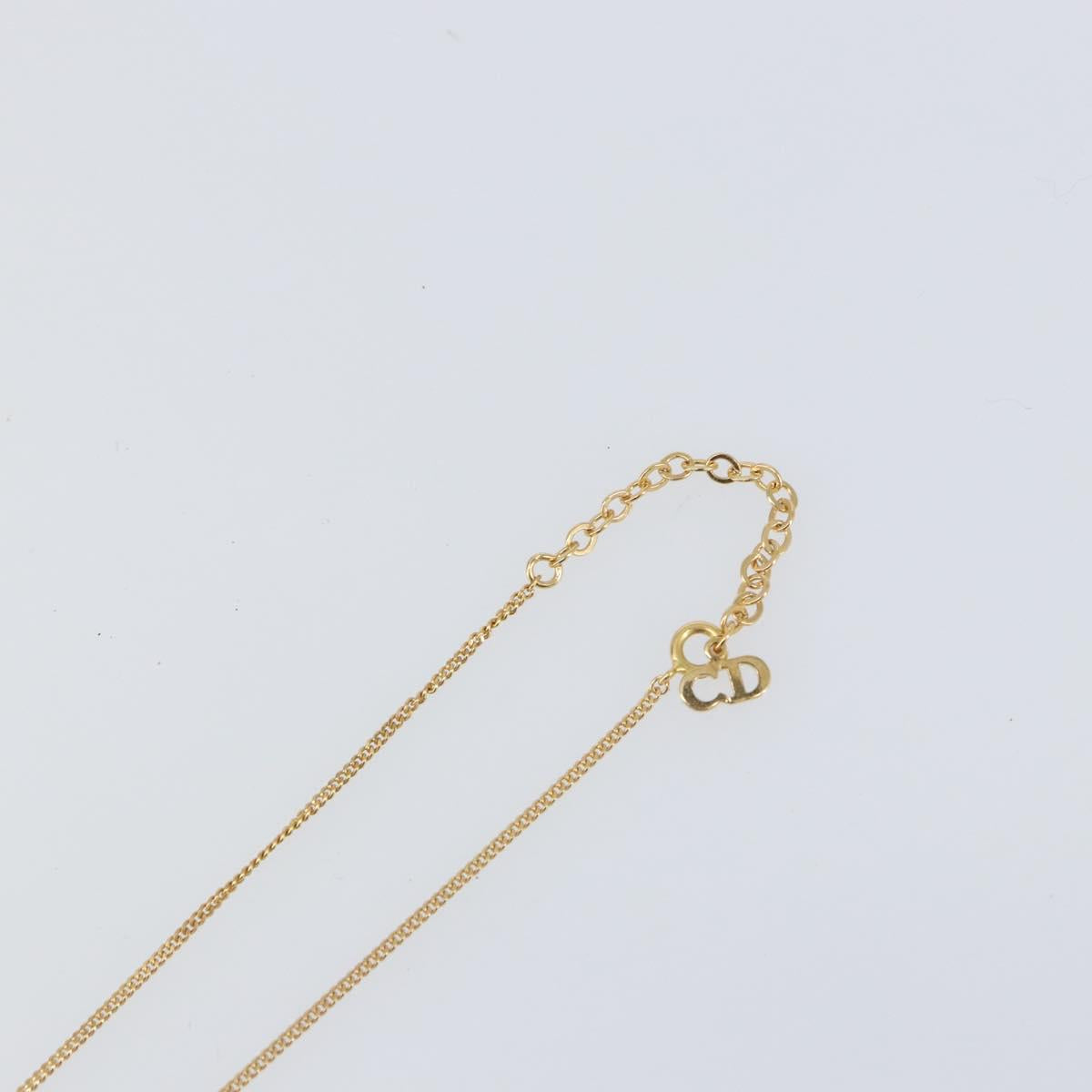 Christian Dior Stone Necklace metal Gold Auth ki6254