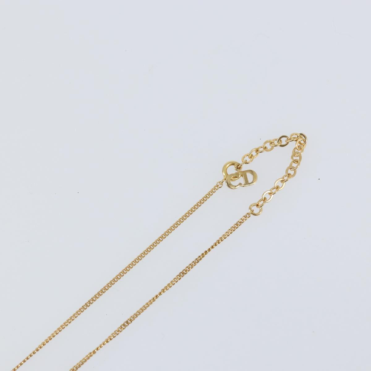 Christian Dior Stone Necklace metal Gold Auth ki6254