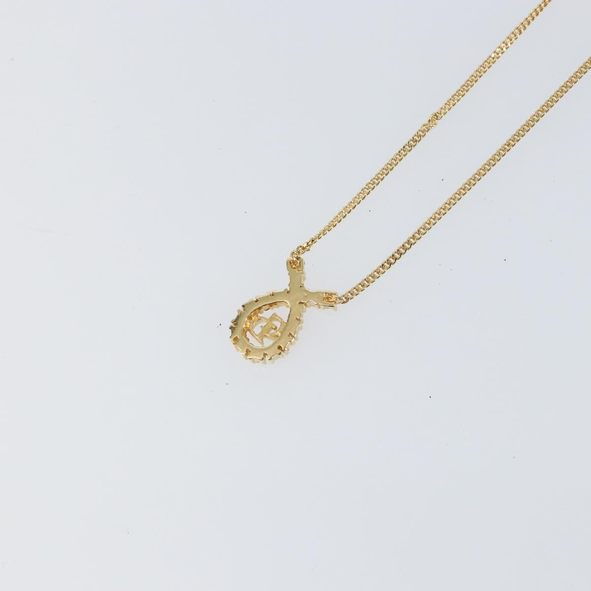 Christian Dior Stone Necklace metal Gold Auth ki6254