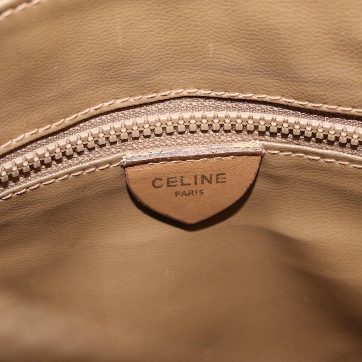 CELINE Macadam Canvas Shoulder Bag PVC Beige Gold Auth ki6262