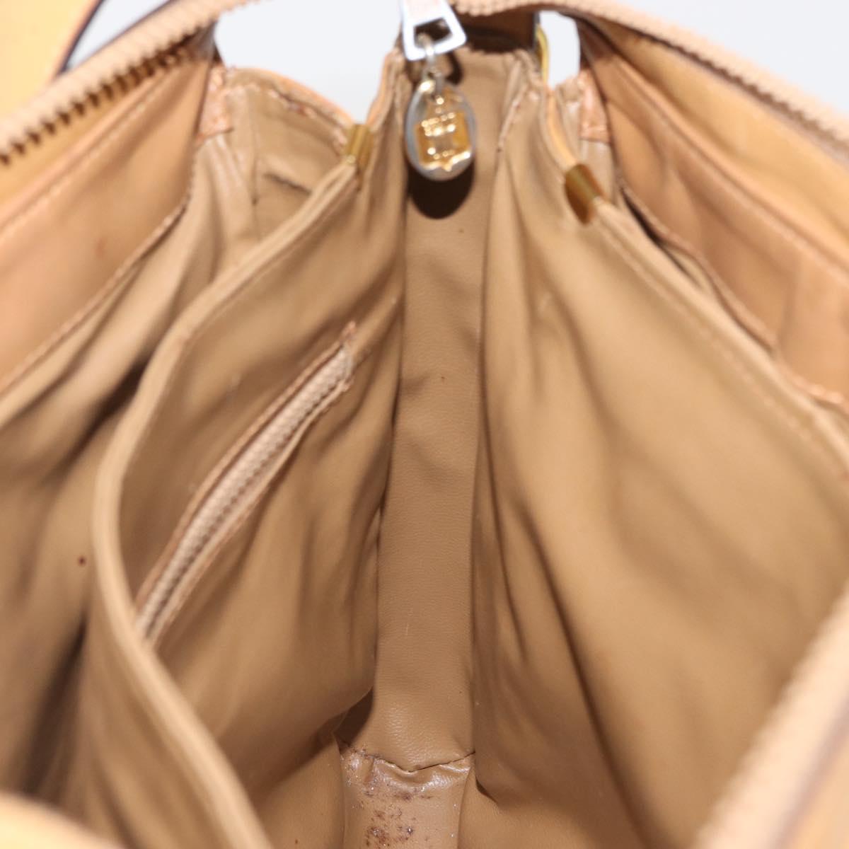 CELINE Macadam Canvas Shoulder Bag PVC Beige Gold Auth ki6262