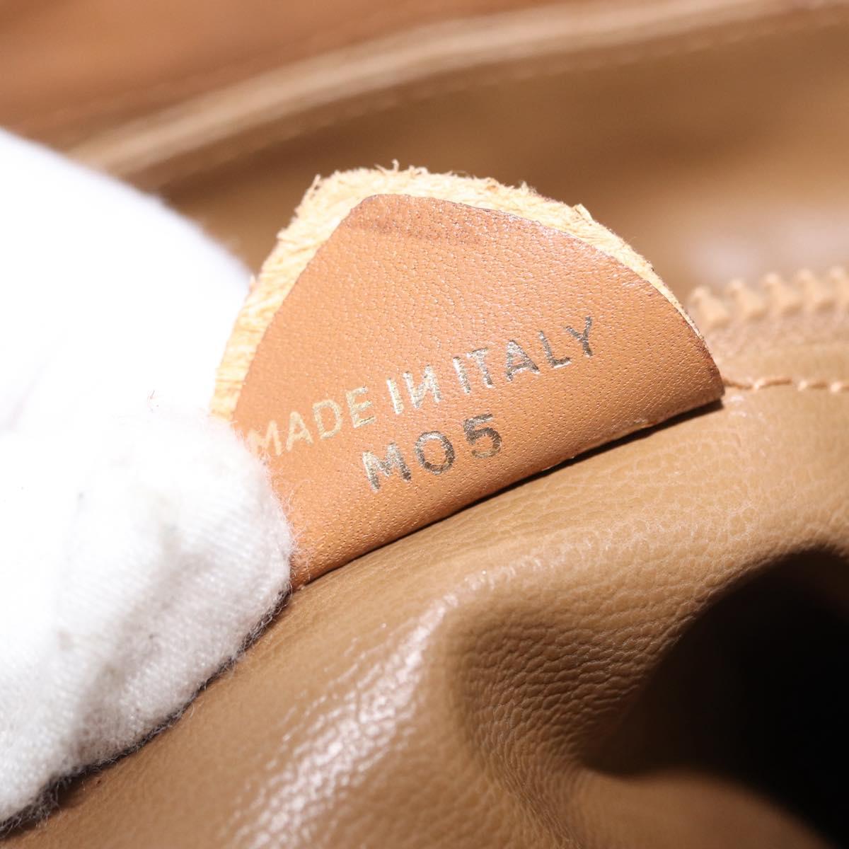 CELINE Macadam Canvas Shoulder Bag PVC Beige Gold Auth ki6262
