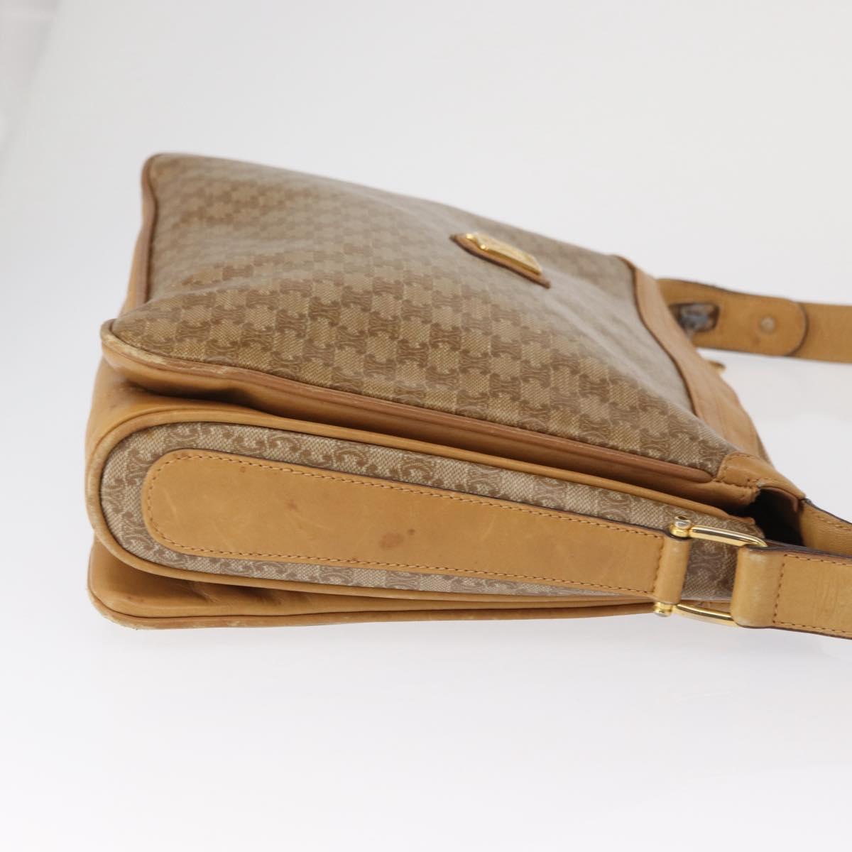 CELINE Macadam Canvas Shoulder Bag PVC Beige Gold Auth ki6262