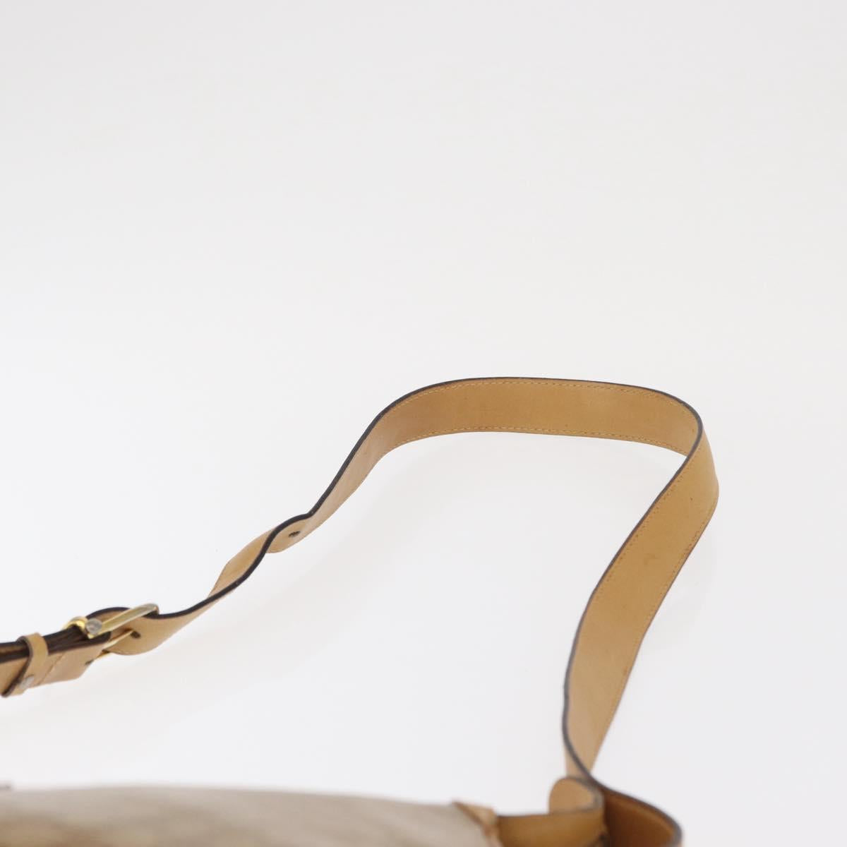 CELINE Macadam Canvas Shoulder Bag PVC Beige Gold Auth ki6262