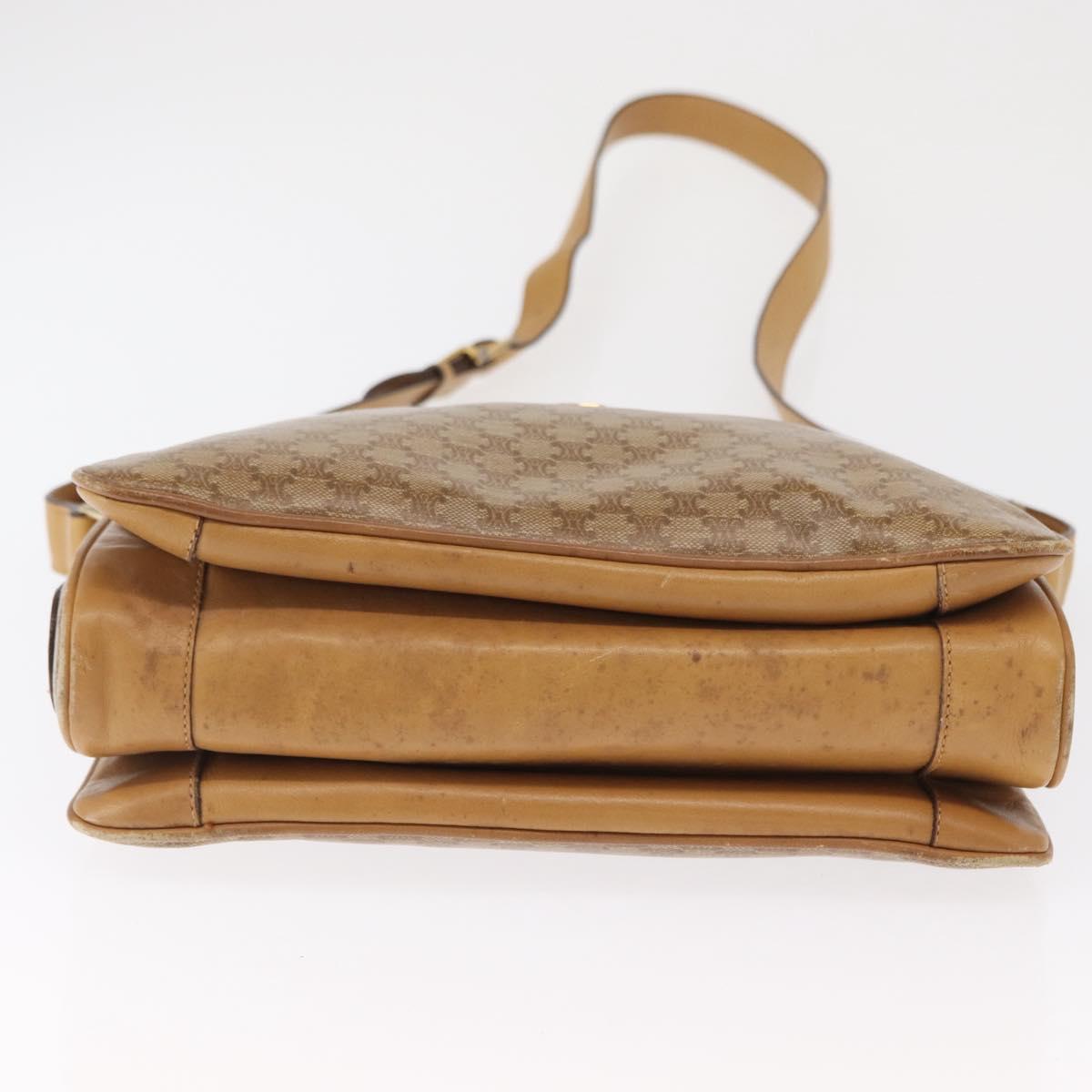 CELINE Macadam Canvas Shoulder Bag PVC Beige Gold Auth ki6262