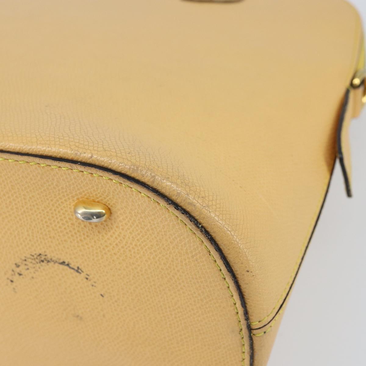CELINE Hand Bag Leather Beige Gold Auth ki6269