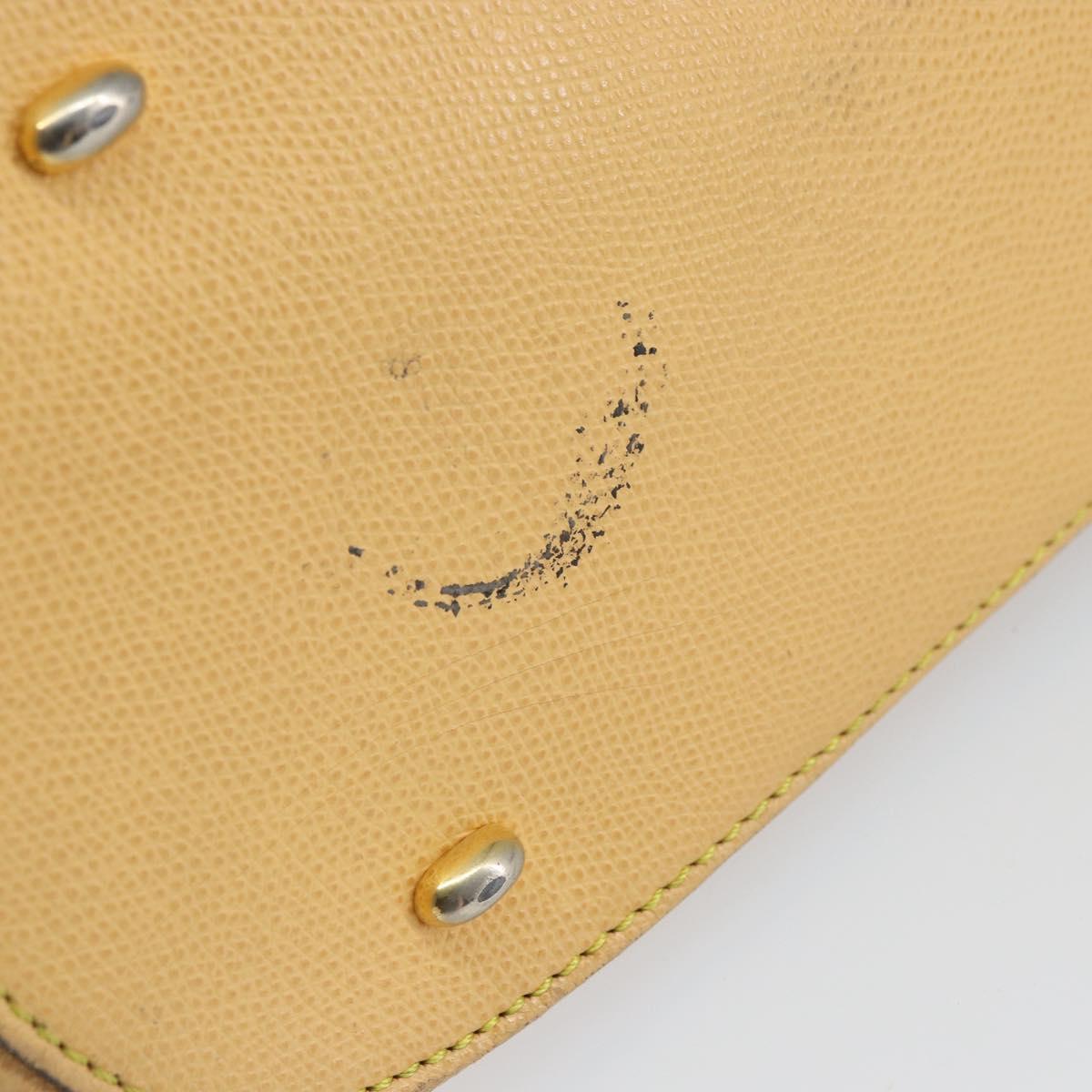 CELINE Hand Bag Leather Beige Gold Auth ki6269