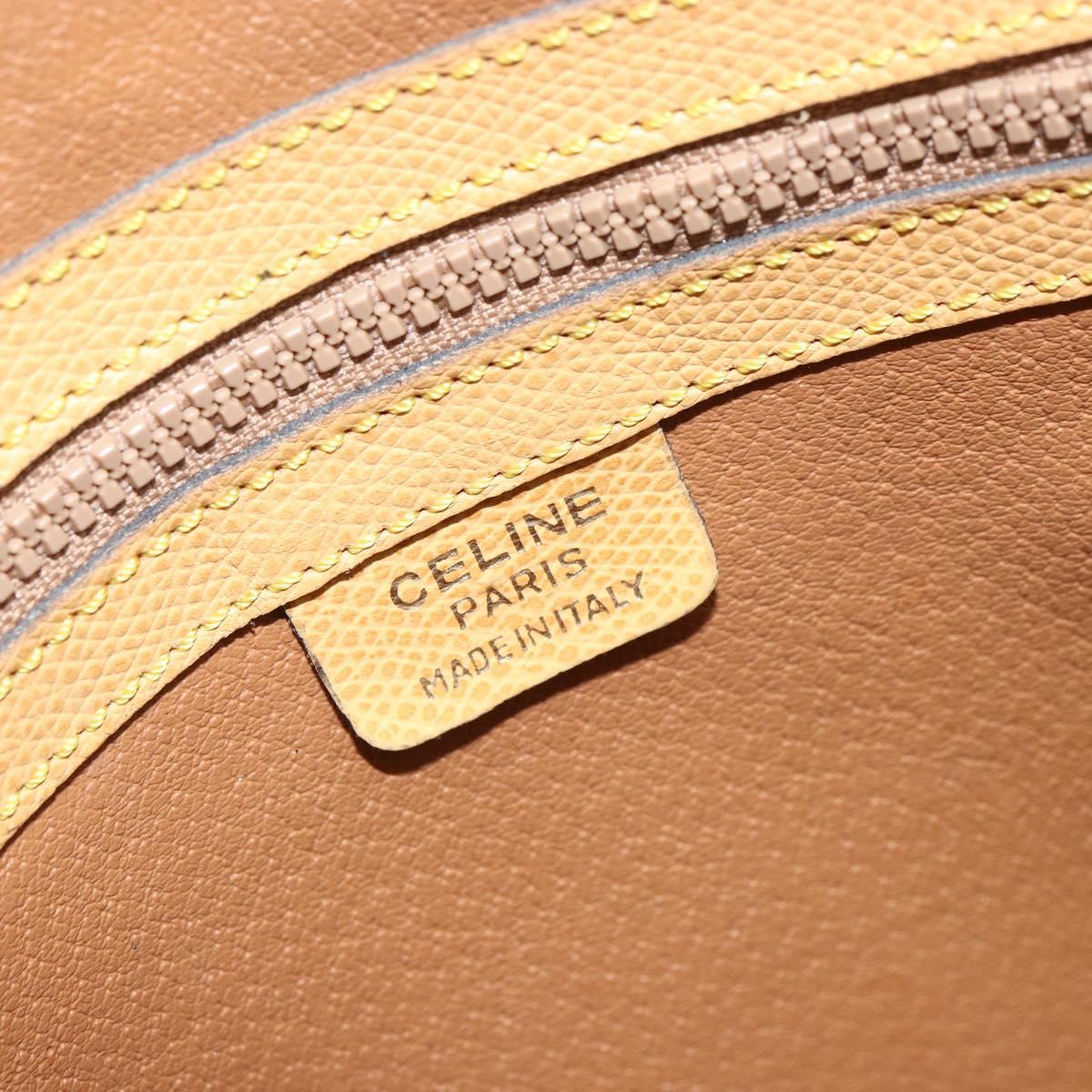 CELINE Hand Bag Leather Beige Gold Auth ki6269
