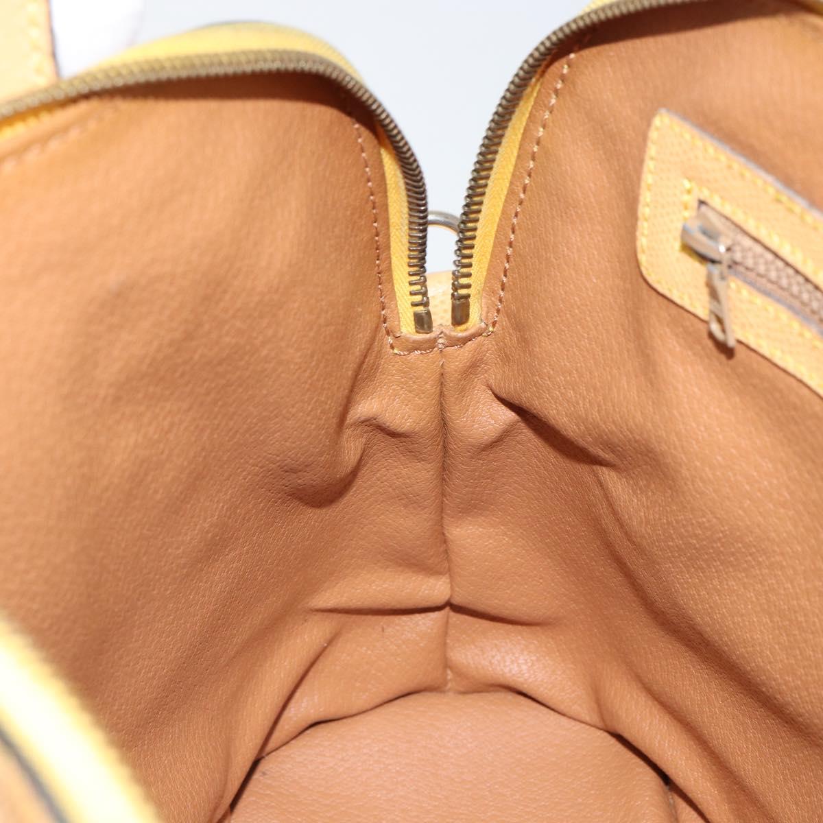 CELINE Hand Bag Leather Beige Gold Auth ki6269