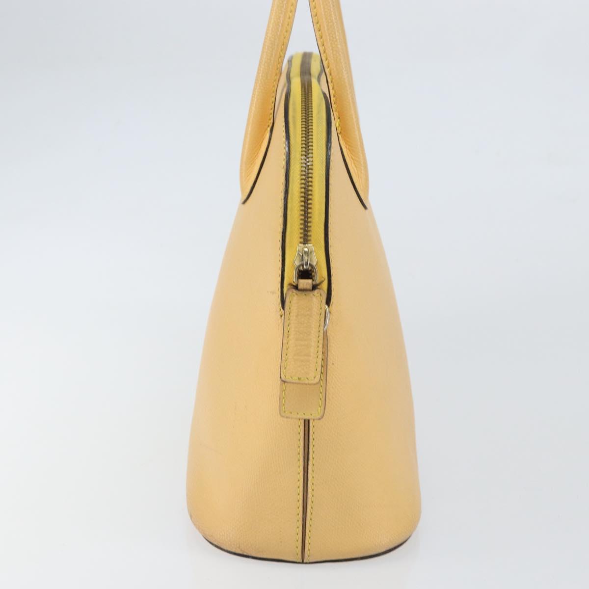 CELINE Hand Bag Leather Beige Gold Auth ki6269
