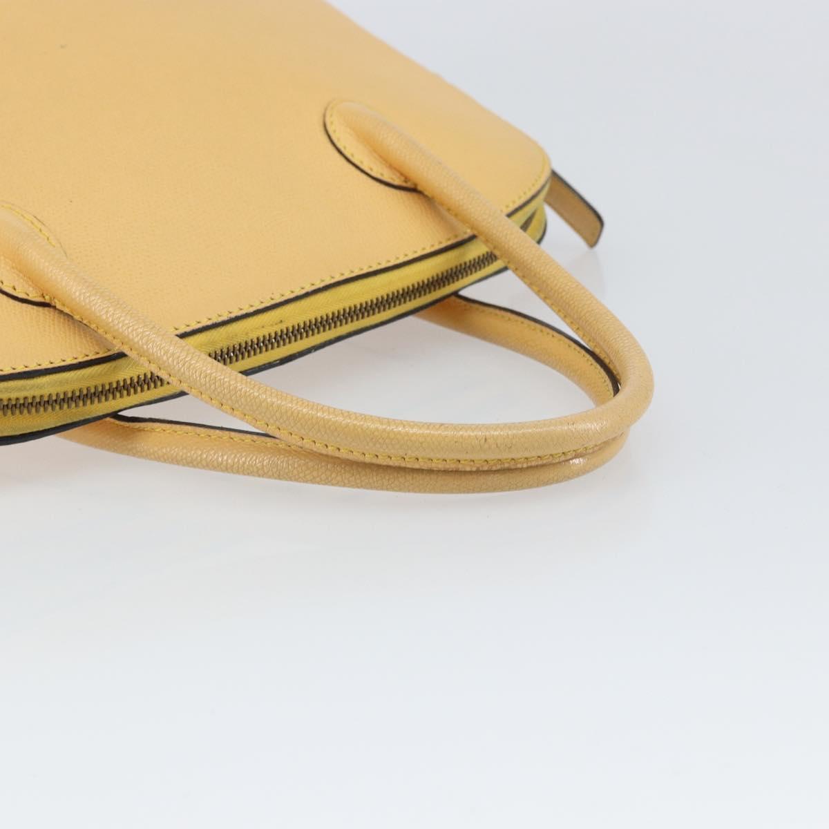 CELINE Hand Bag Leather Beige Gold Auth ki6269