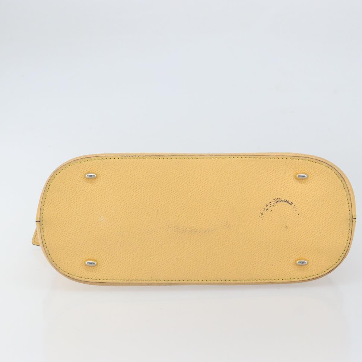 CELINE Hand Bag Leather Beige Gold Auth ki6269