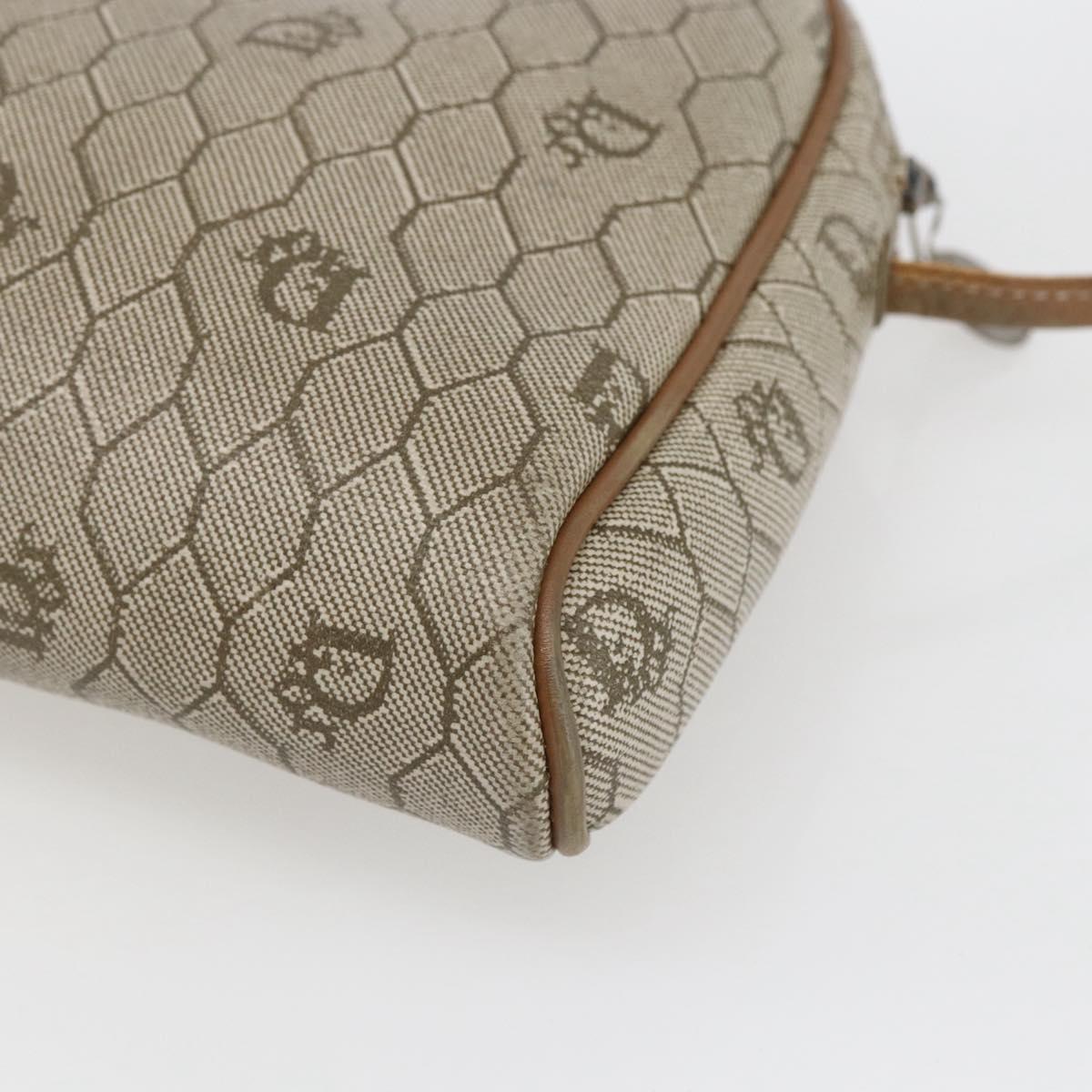 Christian Dior Honeycomb Canvas Shoulder Bag PVC Beige Gold Auth ki6276