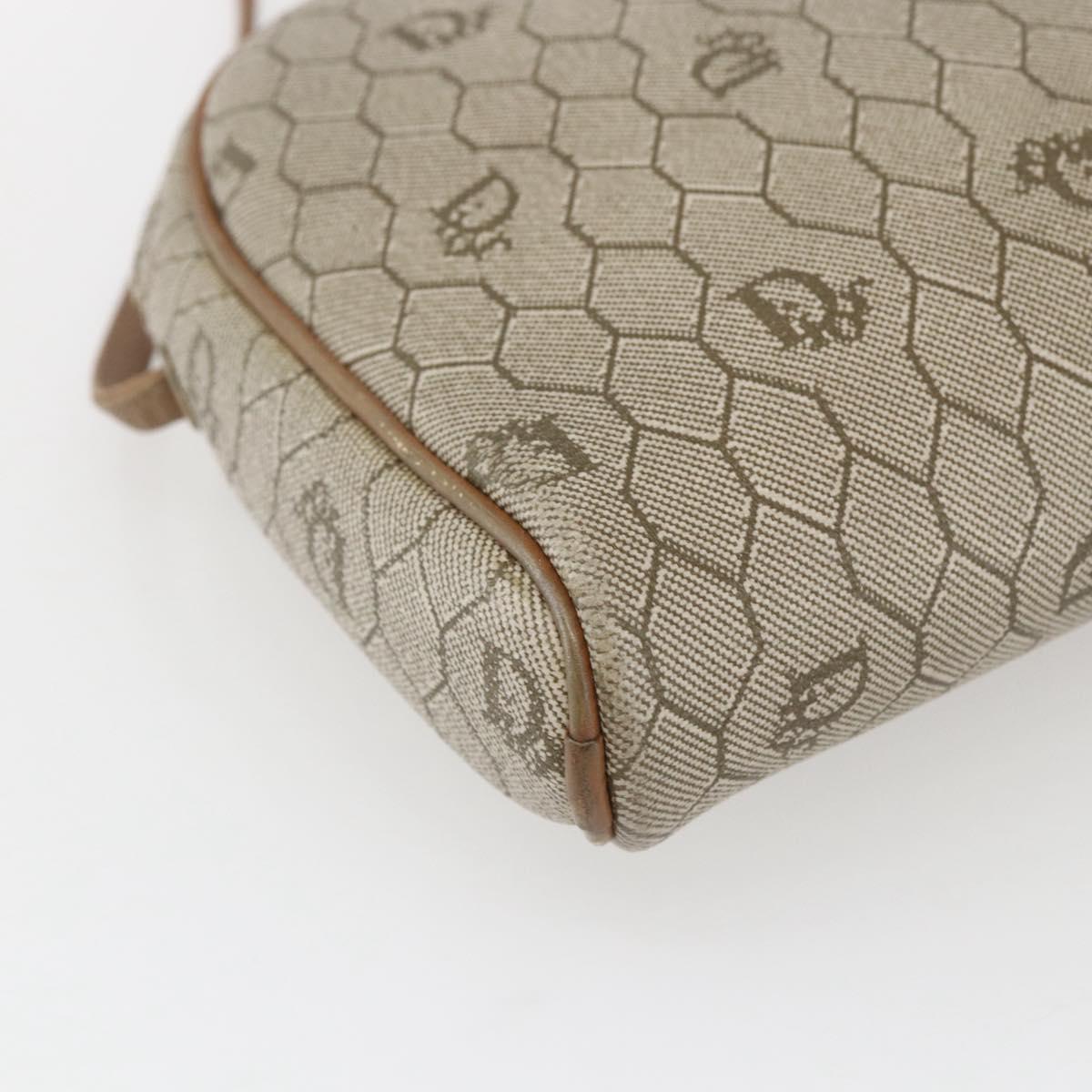 Christian Dior Honeycomb Canvas Shoulder Bag PVC Beige Gold Auth ki6276