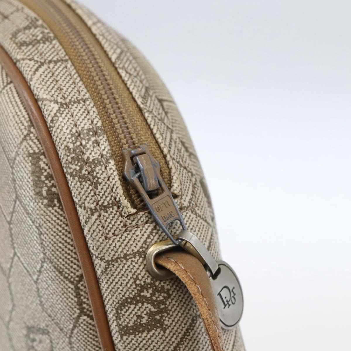 Christian Dior Honeycomb Canvas Shoulder Bag PVC Beige Gold Auth ki6276