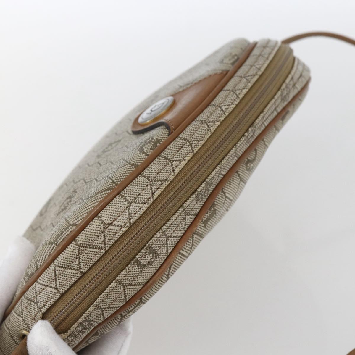 Christian Dior Honeycomb Canvas Shoulder Bag PVC Beige Gold Auth ki6276