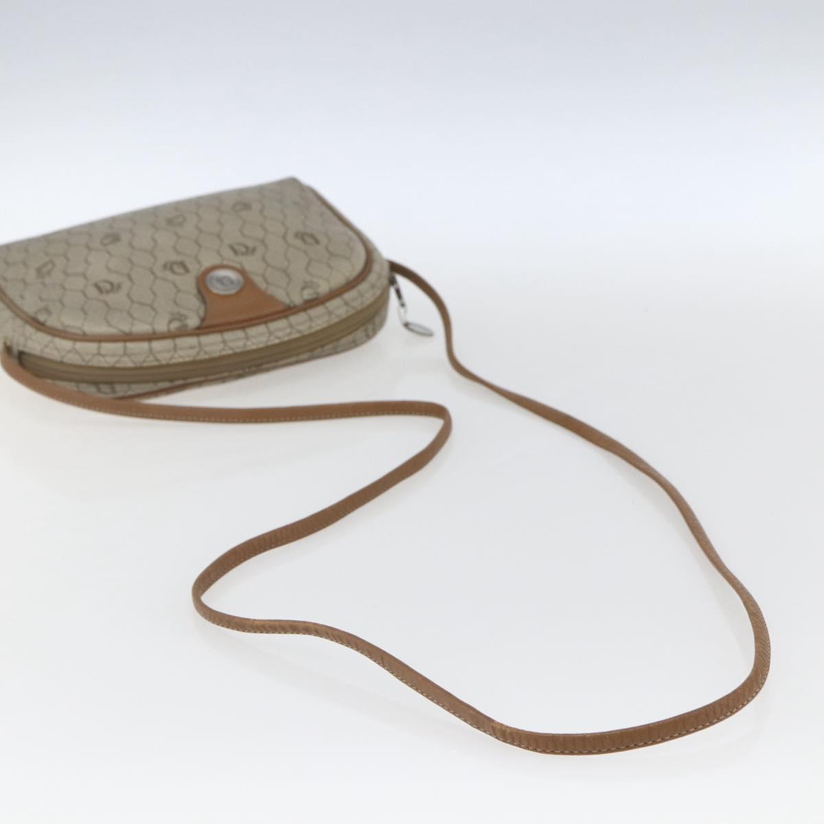 Christian Dior Honeycomb Canvas Shoulder Bag PVC Beige Gold Auth ki6276