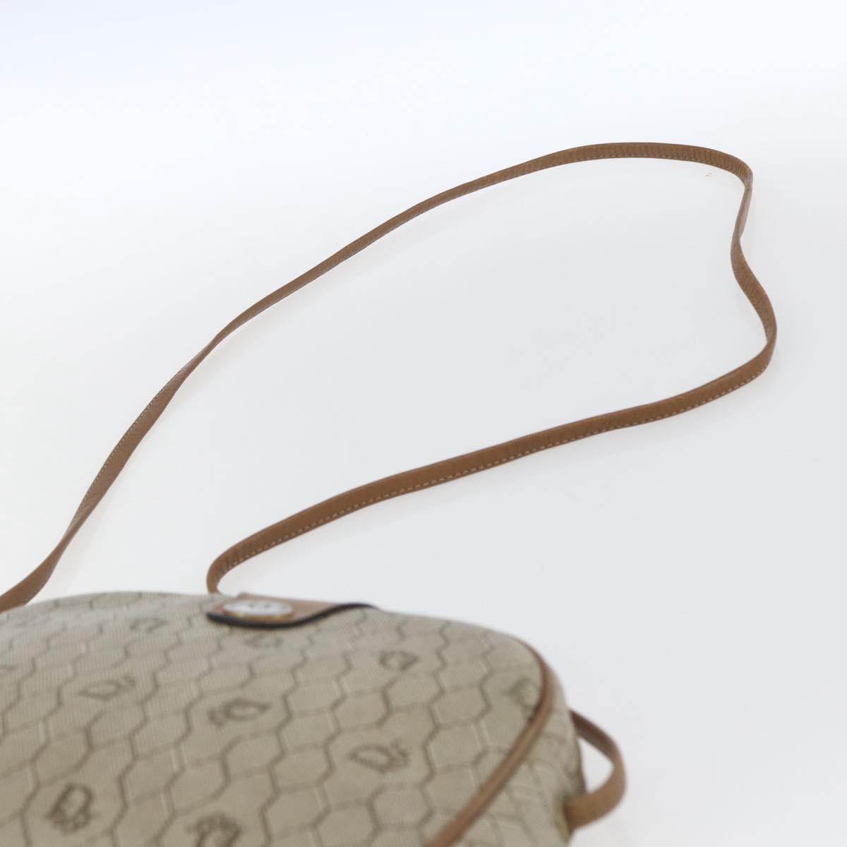 Christian Dior Honeycomb Canvas Shoulder Bag PVC Beige Gold Auth ki6276