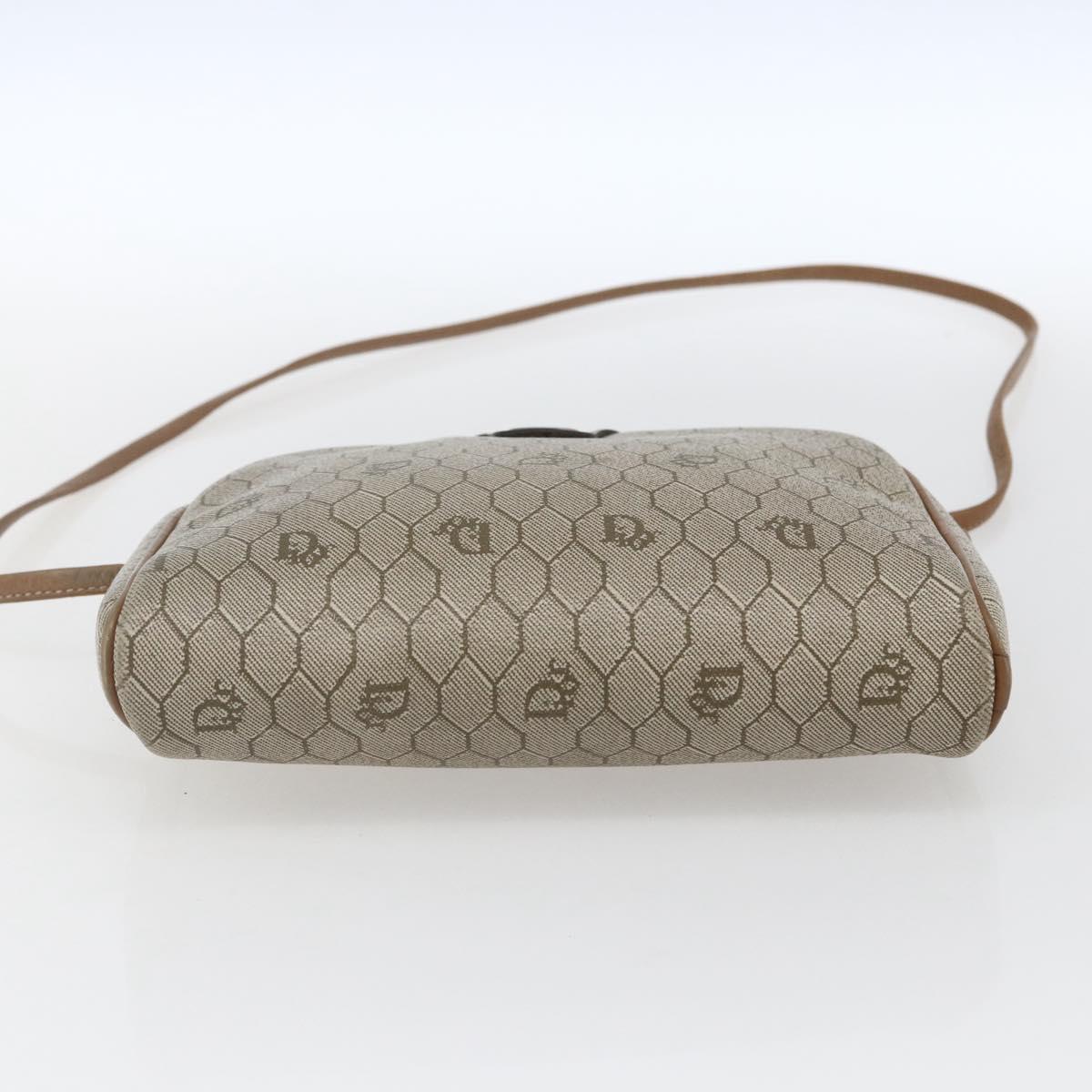 Christian Dior Honeycomb Canvas Shoulder Bag PVC Beige Gold Auth ki6276