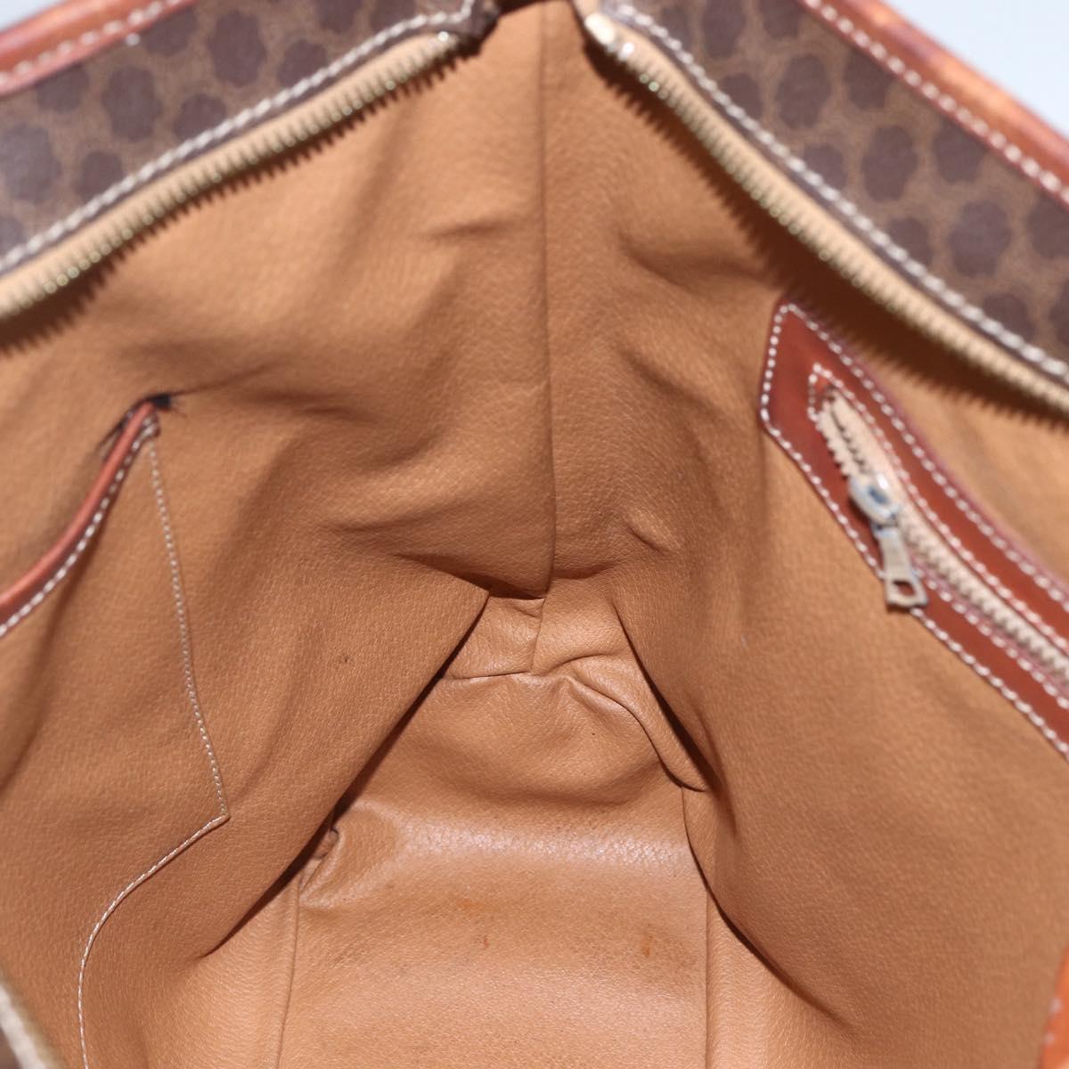 CELINE Macadam Canvas Tote Bag PVC Leather 2way Brown Gold Auth ki6278