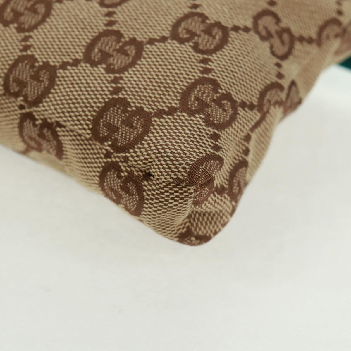GUCCI GG Canvas Waist Bag Beige Turquoise Blue Silver 28566 Auth ki6279V