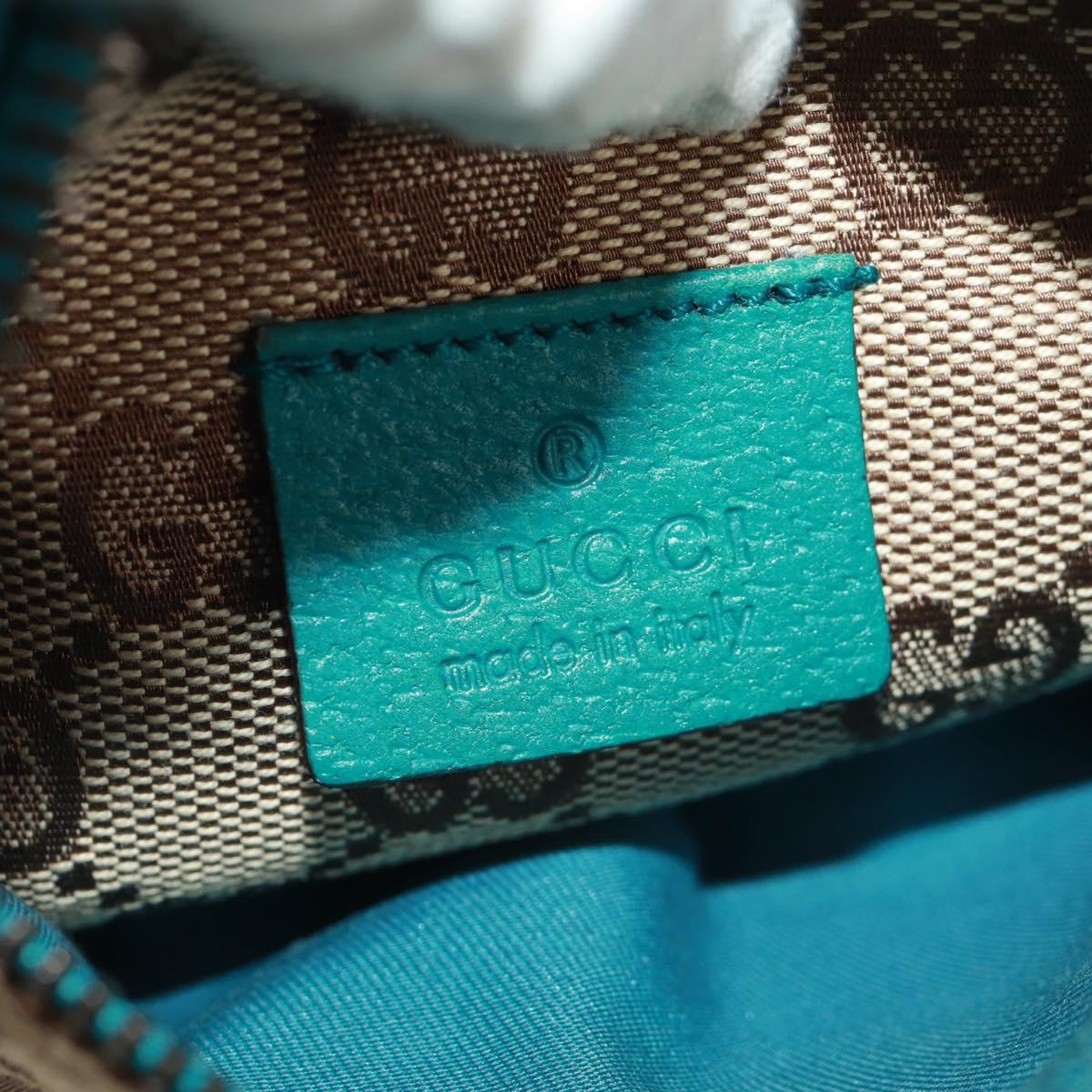 GUCCI GG Canvas Waist Bag Beige Turquoise Blue Silver 28566 Auth ki6279V