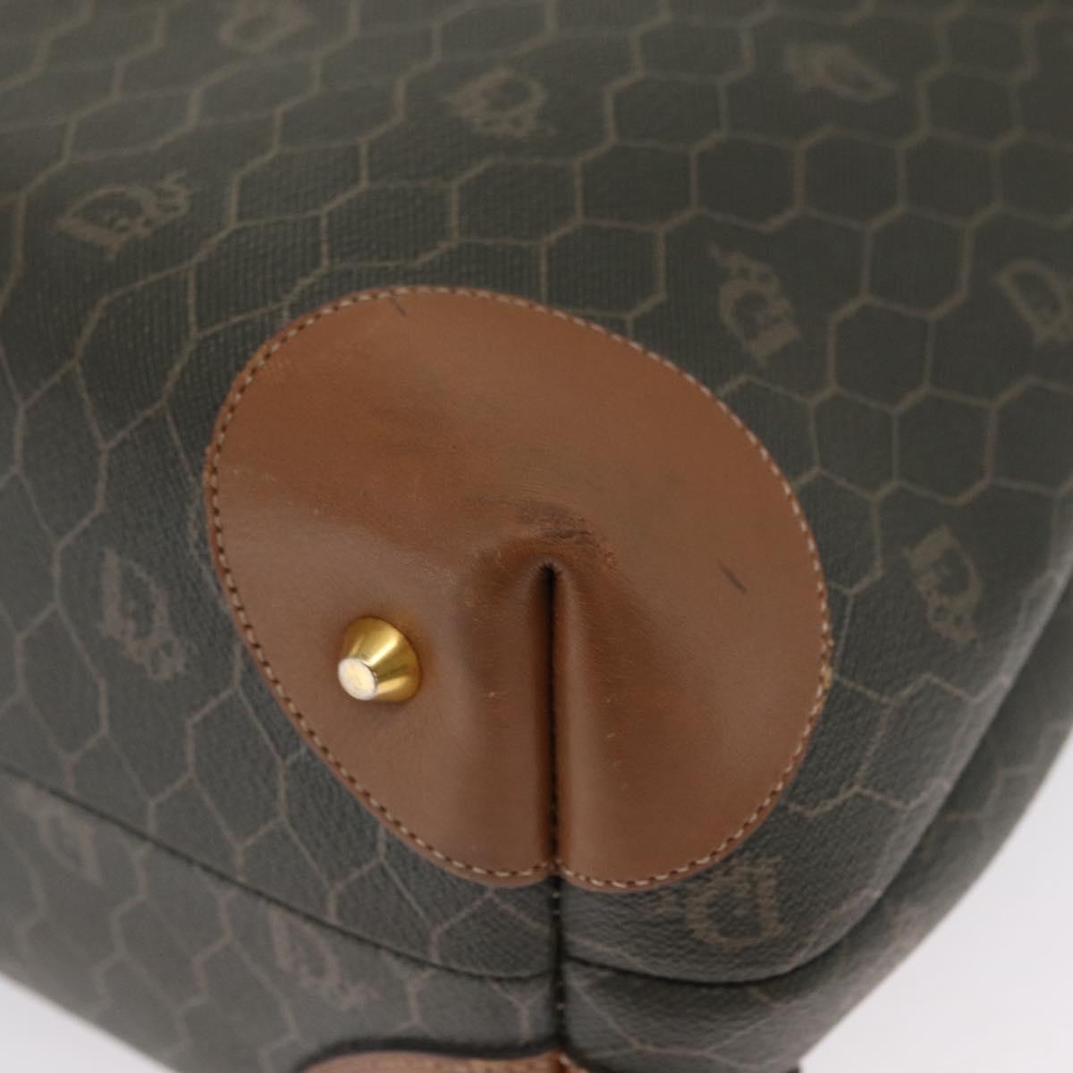Christian Dior Honeycomb Canvas Shoulder Bag PVC Gray Gold Auth ki6281