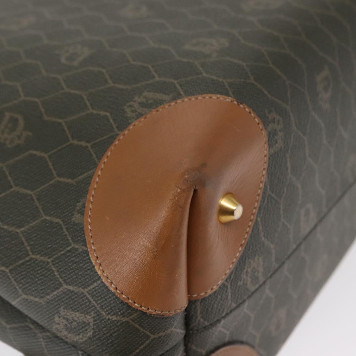 Christian Dior Honeycomb Canvas Shoulder Bag PVC Gray Gold Auth ki6281