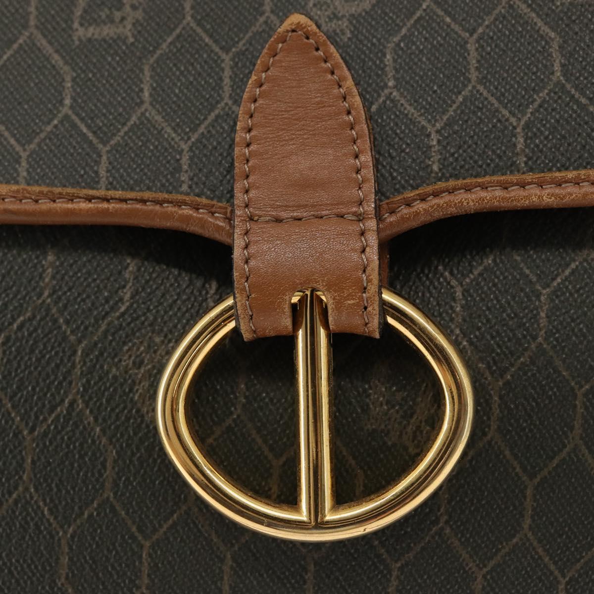 Christian Dior Honeycomb Canvas Shoulder Bag PVC Gray Gold Auth ki6281