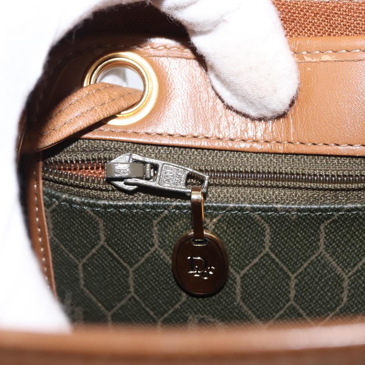 Christian Dior Honeycomb Canvas Shoulder Bag PVC Gray Gold Auth ki6281
