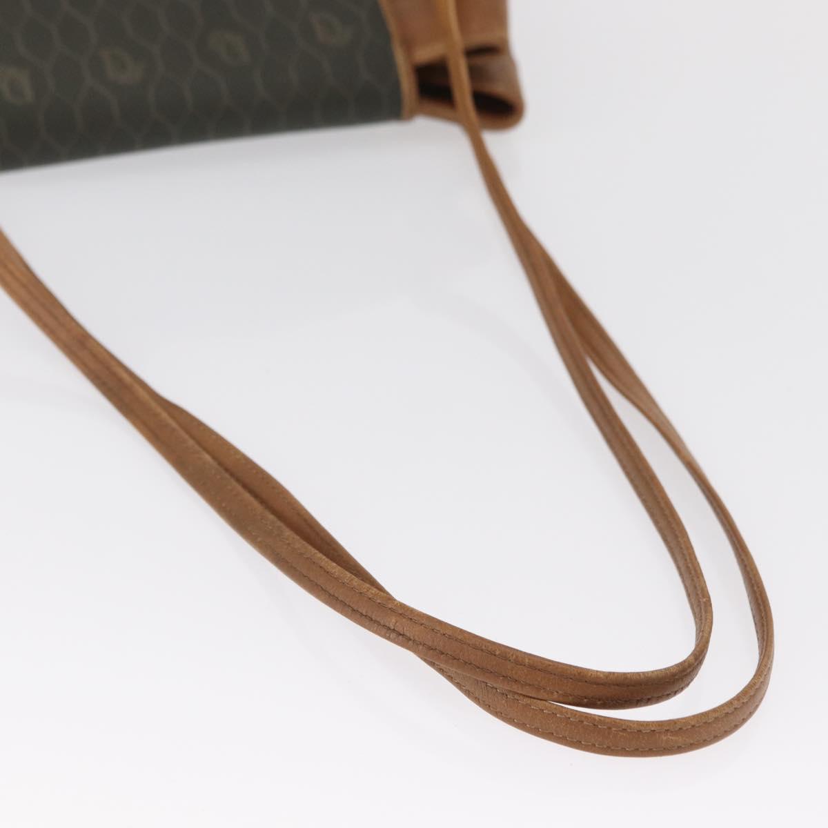 Christian Dior Honeycomb Canvas Shoulder Bag PVC Gray Gold Auth ki6281