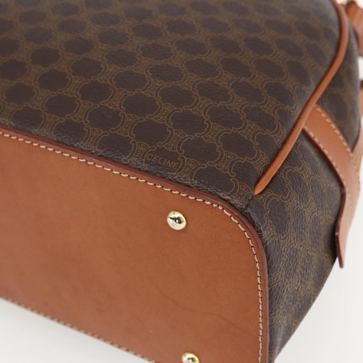 CELINE Macadam Canvas Hand Bag PVC Leather Brown Gold Auth ki6282