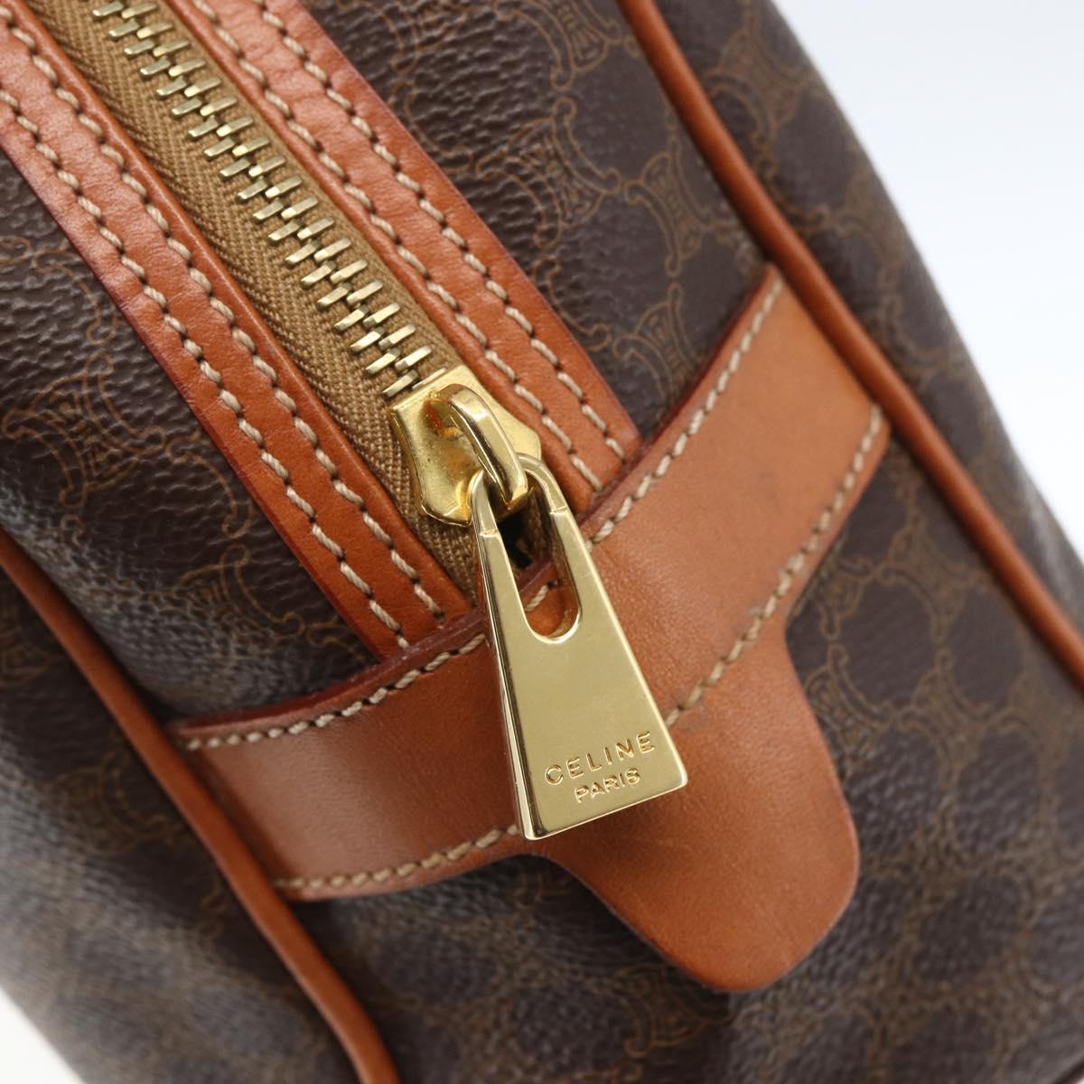 CELINE Macadam Canvas Hand Bag PVC Leather Brown Gold Auth ki6282