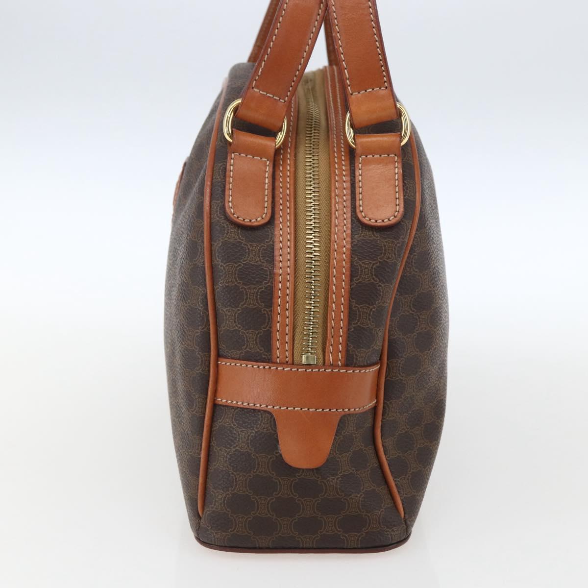 CELINE Macadam Canvas Hand Bag PVC Leather Brown Gold Auth ki6282