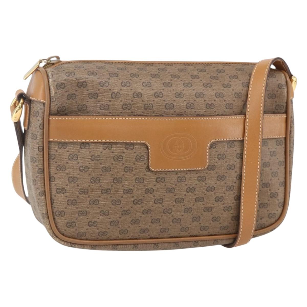 GUCCI Micro GG Supreme Shoulder Bag PVC Beige Gold 001 14 0412 Auth ki6283