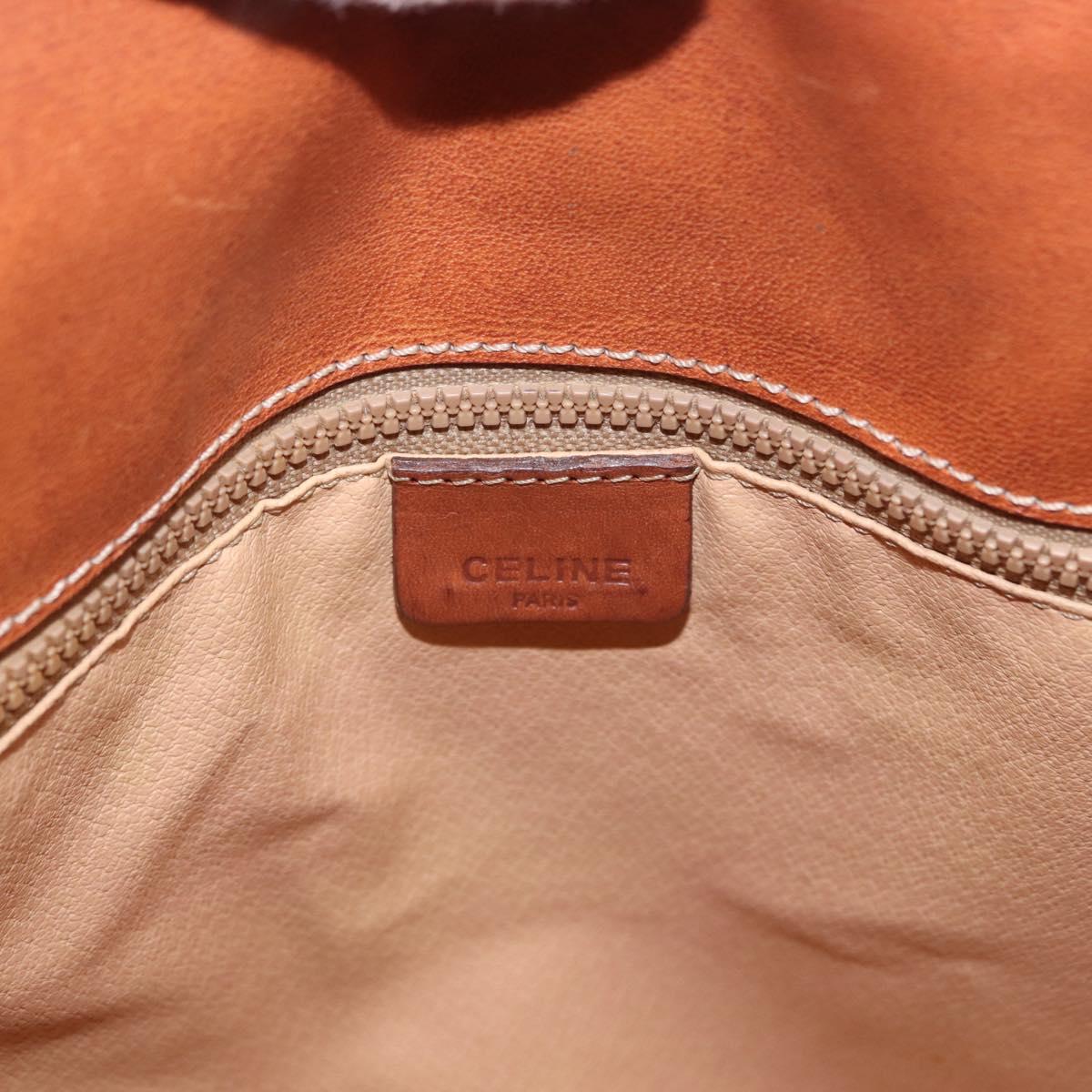 CELINE Macadam Canvas Shoulder Bag PVC Leather Brown Gold Auth ki6284