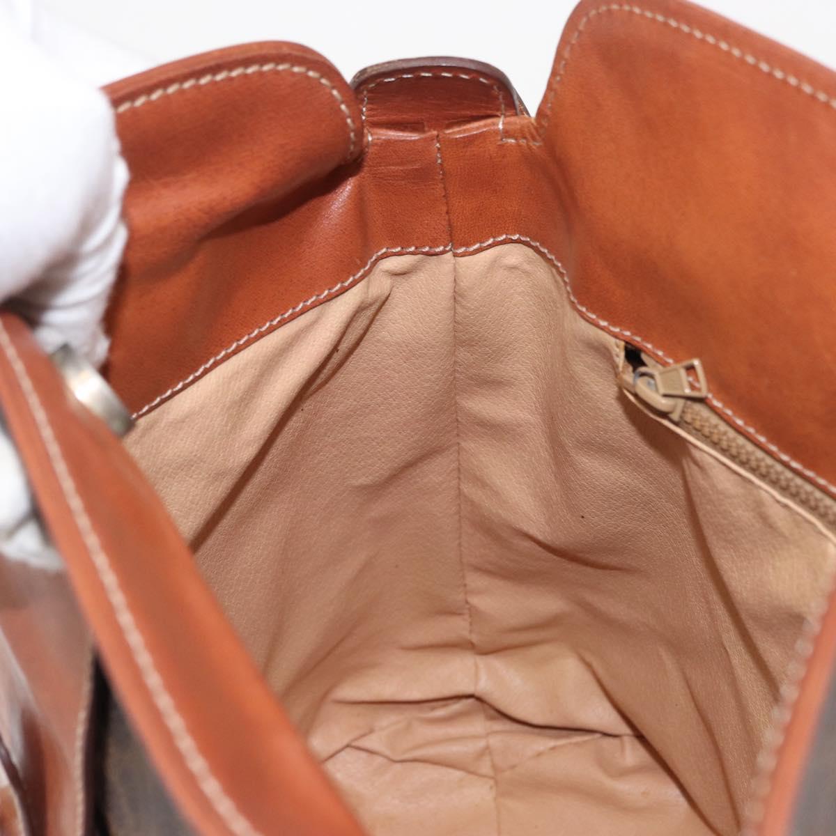 CELINE Macadam Canvas Shoulder Bag PVC Leather Brown Gold Auth ki6284