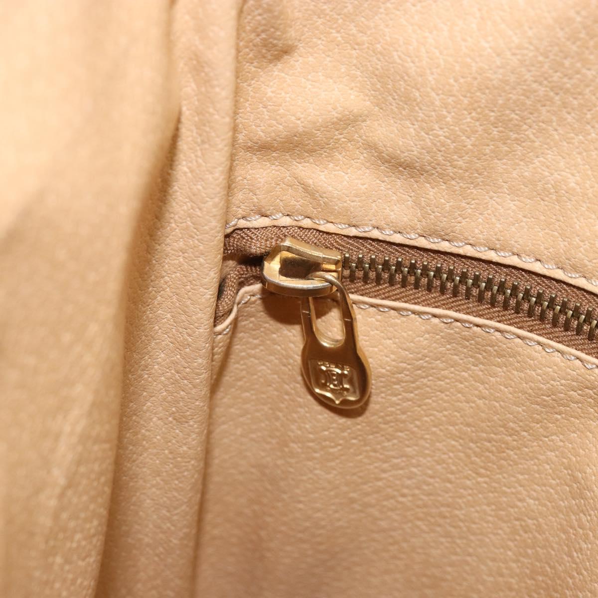 CELINE Macadam Canvas Tote Bag PVC Leather Brown Gold Auth ki6285