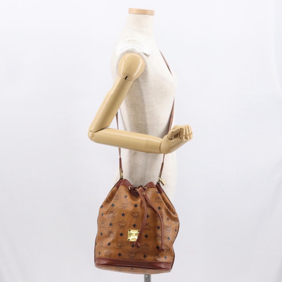 MCM Logogram Vicetos Shoulder Bag PVC Leather Brown Gold Auth ki6291