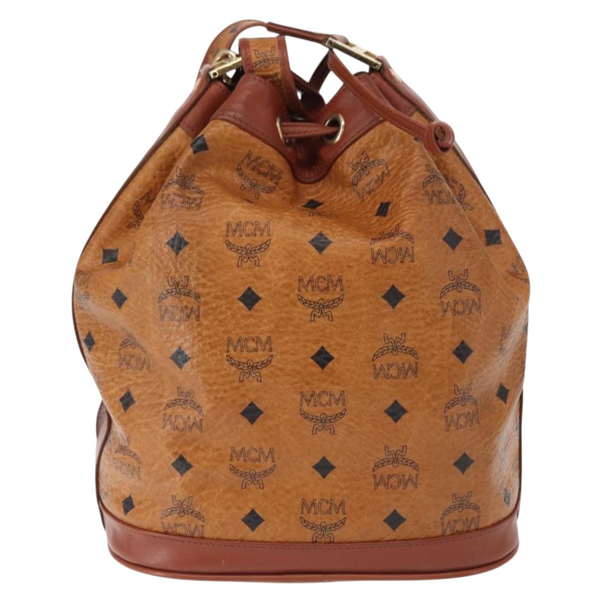 MCM Logogram Vicetos Shoulder Bag PVC Leather Brown Gold Auth ki6291