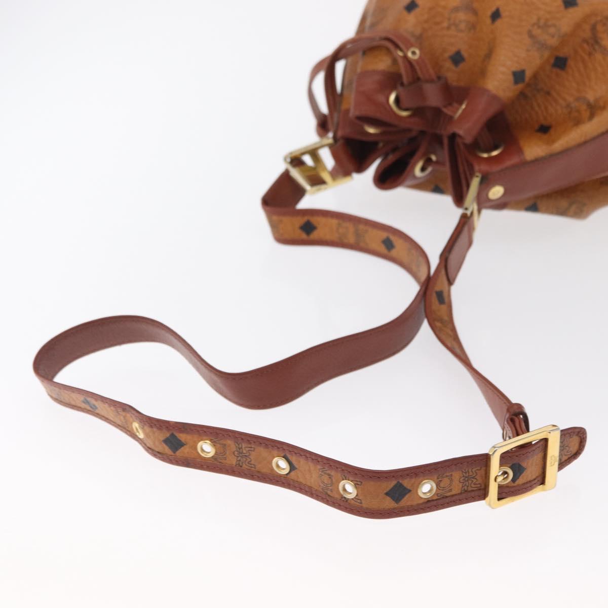 MCM Logogram Vicetos Shoulder Bag PVC Leather Brown Gold Auth ki6291